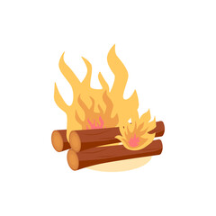 Cartoon Campfire Illustration with Simple Cartoon Design. Flat Vector Clipart.
