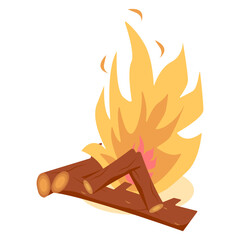 Cartoon Campfire Illustration with Simple Cartoon Design. Flat Vector Clipart.