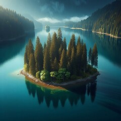 Lake Island A tiny forested island in the middle of a lake