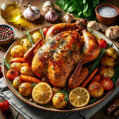 Lemon and Herb Roast Chicken A whole roasted chicken seasoned wi