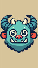 Head of a horned monster mascot in flat style 
