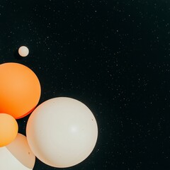 Abstract Planets  Celestial Space  Minimalist Orange   Beige Spheres  Night Sky  Galaxy Ba