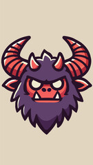 Head of a horned monster mascot in flat style 