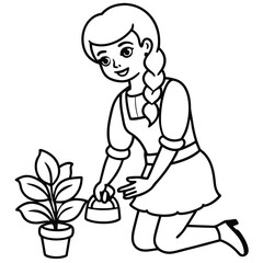 person watering plants