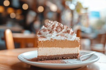 Delicious Chocolate Cheesecake with Whipped Cream Topping