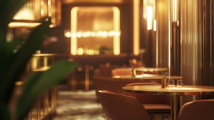 Luxurious Restaurant Ambiance with Soft Blurred Lighting Effects