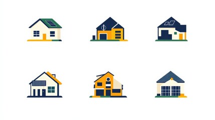 Fototapeta premium Solar Panel House Icons