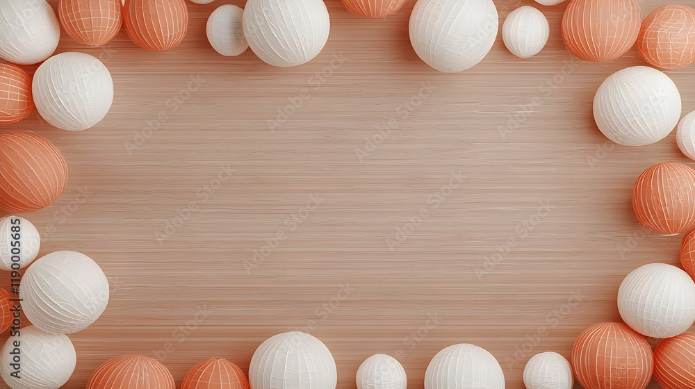 Poster artistic display of colorful spheres minimalistic setting abstract composition indoor environment ae