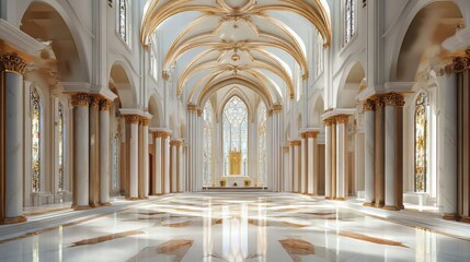 Fototapeta premium Grand hall with marble floor and columns