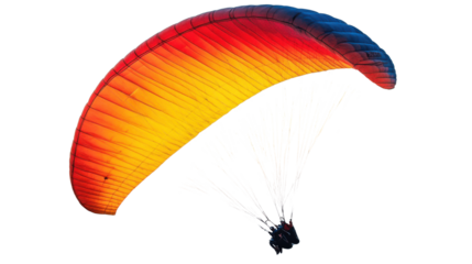 paraglider with a parachute isolated on white background