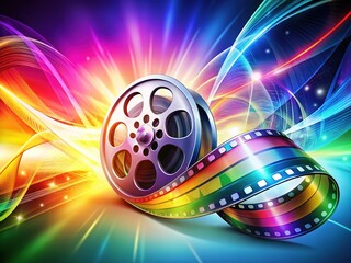 Abstract Film Reel Backdrop: Colorful Cinema Art