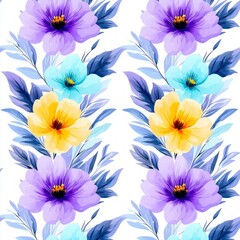 Fototapeta premium Elegant Floral Seamless Pattern Dainty Watercolor Flowers Soft Hues Neutral Tones Whit