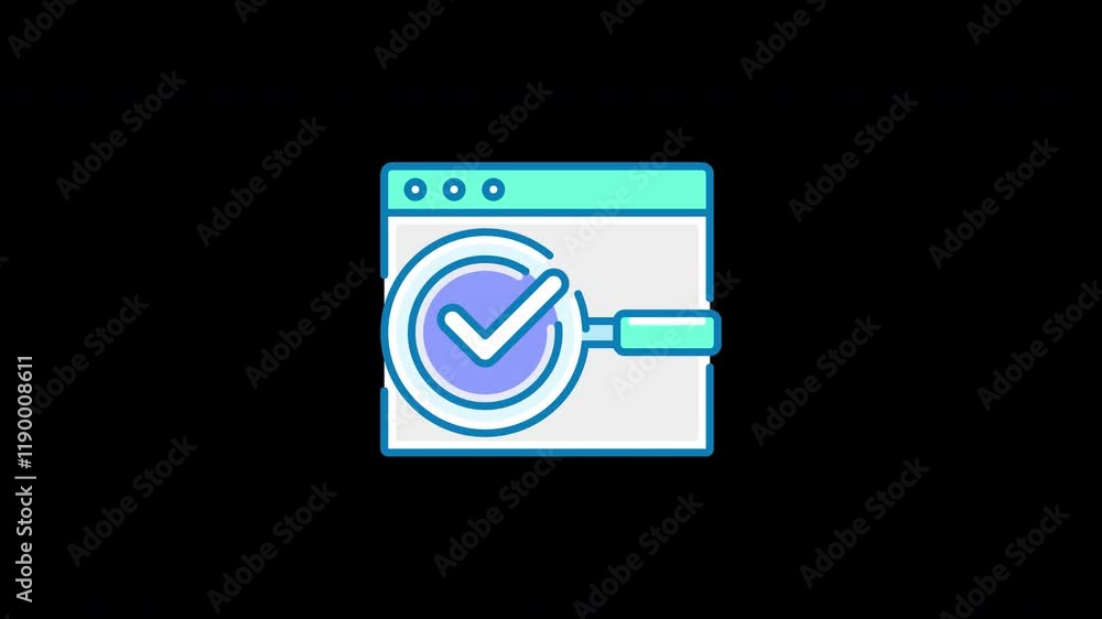 Aufkleber a colorful checkmark inside a browser window symbolizing verification in a digital environment.
