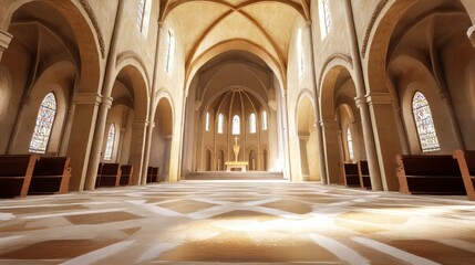 Obraz premium Serene interior of a grand cathedral