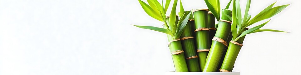Obraz premium Elegant bamboo in a minimalist pot, isolated on white, ultra HD,
