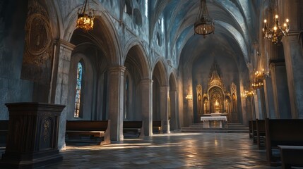 Fototapeta premium Serene interior of a grand church