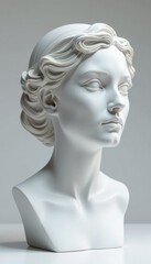 Fototapeta premium Elegance and simplicity in white marble head sculpture , white, classical, art