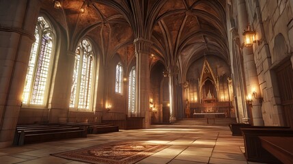 Obraz premium Serene interior of a grand cathedral