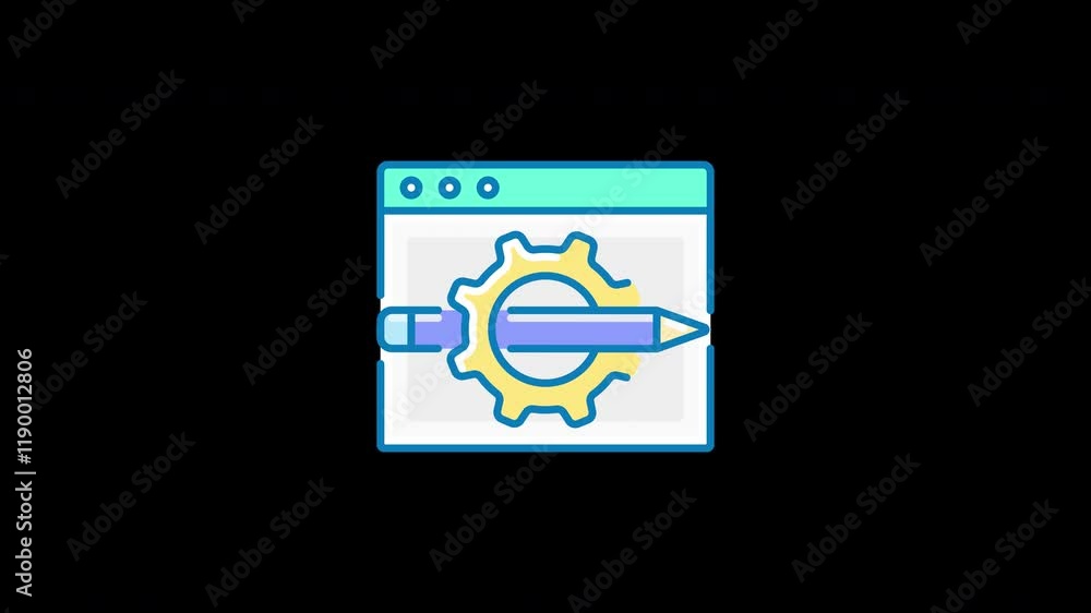 Poster a simple illustration of a web browser interface with a gear and pencil to represent web development