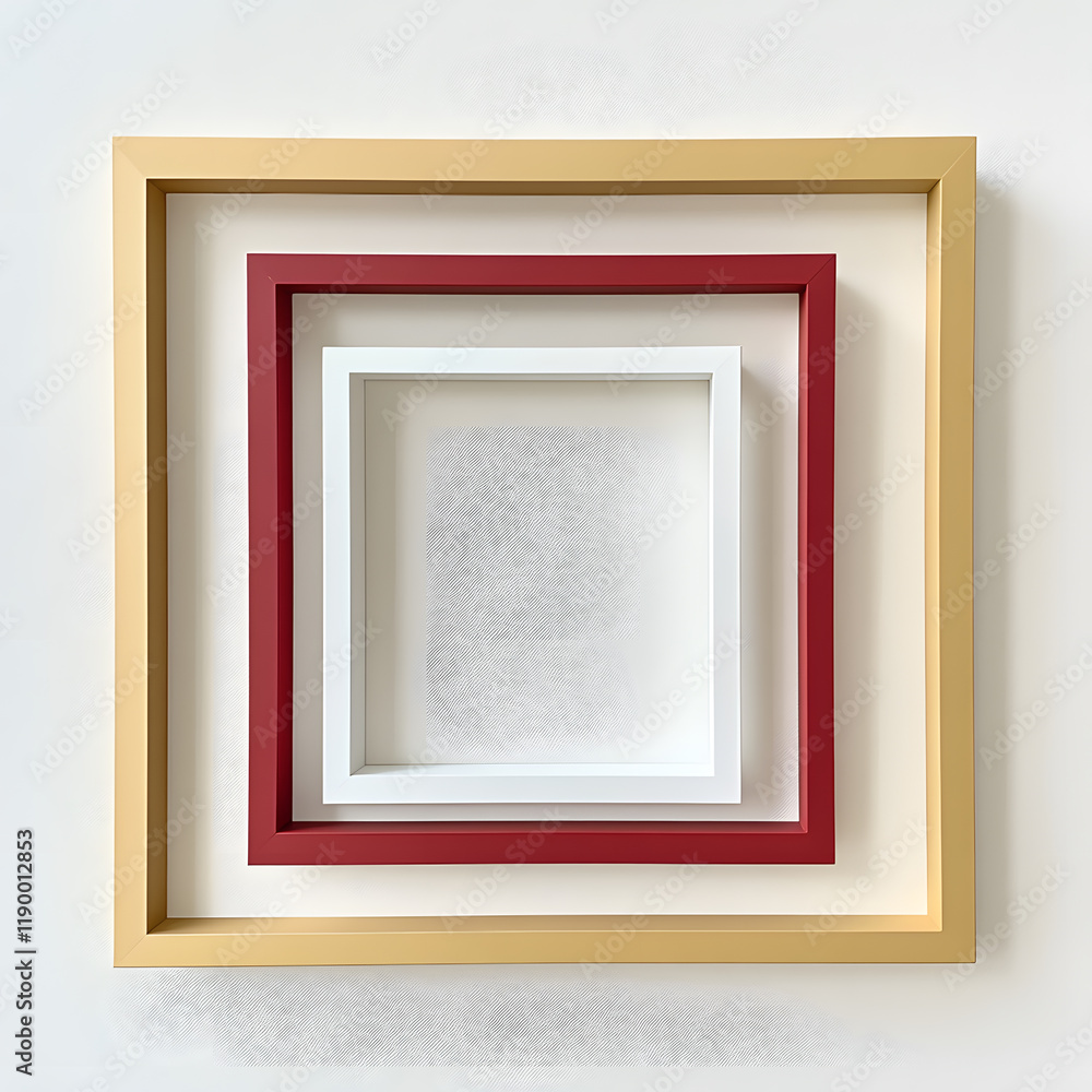 Poster artistic display of nested frames gallery exhibition decorative art indoor setting aesthetic viewpoi