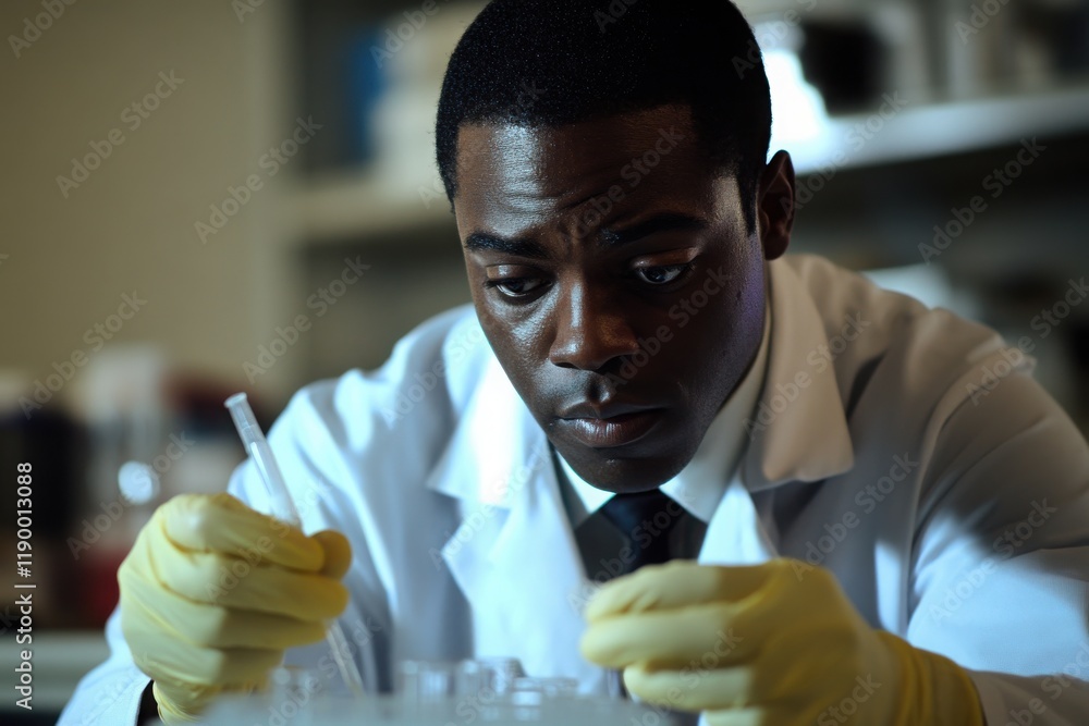 Wall mural forensic scientist analyzing evidence in laboratory setting