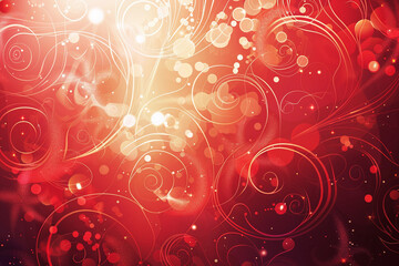 Abstract Red Background with Glowing Lights, Sparkles, and Digital Art for a Vibrant and Mystical Fantasy Design