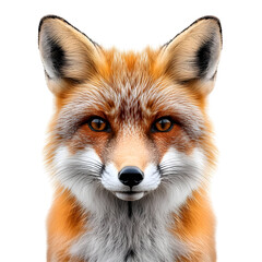 Fototapeta premium Close-up of a red fox staring directly at the camera with a transparent background.