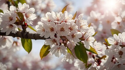 Spring’s Embrace: Yoshino Cherry Blossoms Blooming on a Bright Morning