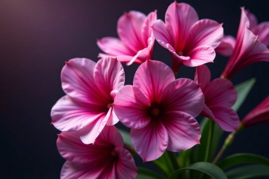 Flores de colores rosas, moradas y lilas en una mano, sobre un fondo morado , ramo, fondo, decorativo