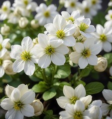 Obraz premium Group of white potato flowers in a close-up photo, potatoes, flowers