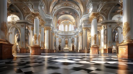 Obraz premium Grand Cathedral Interior, Sunlight