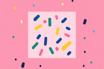Colorful sprinkles on pink background create joy