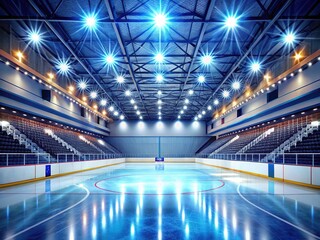 Obraz premium Empty Hockey Rink Stadium: Bright, Colorful Ice Arena