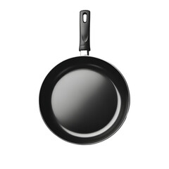 Black Frying Pan with a Black Handle Isolated on Transparent Background