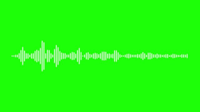 Animation video white abstract audio sound visualizer wave spectrum, White audio waveform spectrum animation,
 abstract music sound wave or audio wavefrom isolated on green screen background.