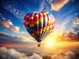 Obraz premium Heart Air Balloon Floating in a Romantic Sky - AI Art