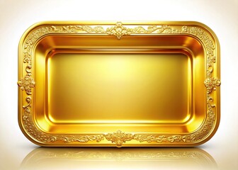 Luxury Gold Tray, Empty Decorative Serving Dish,  Shiny Golden Platter, Elegant Tabletop Object,  Rich Metal Texture