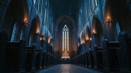 Grand cathedral interior, serene and calm