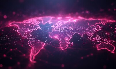 Global network connections, digital world map (1)