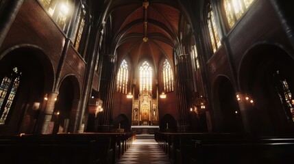 Fototapeta premium Sunlit interior of a grand church