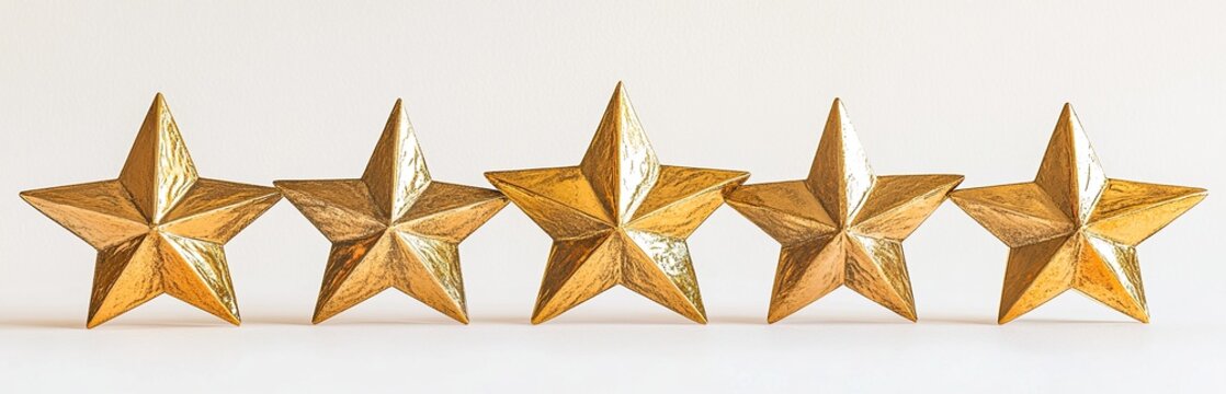 Achieve Five-Star Ratings: Golden Stars Symbolize Top Quality, Excellent Service, and Customer Satisfaction.  Exceptional Performance.