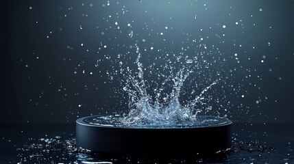 Dynamic artistic display of splashing water droplets