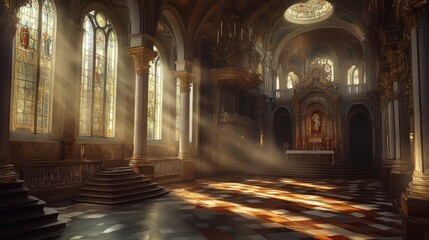 Obraz premium Sunbeams in a grand cathedral