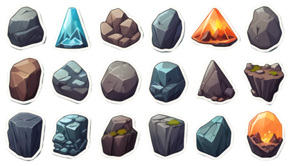 Cartoon Rock and Crystal Collection: Vibrant, Stylized Game Assets