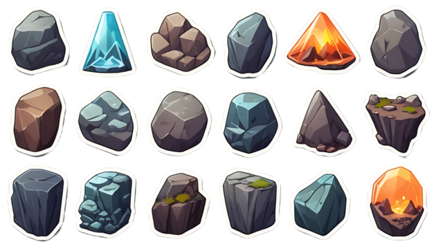 Cartoon Rock and Crystal Collection: Vibrant, Stylized Game Assets