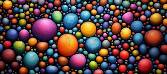 An abstract background featuring a vibrant spectrum of colorful rocks or pebbles.
