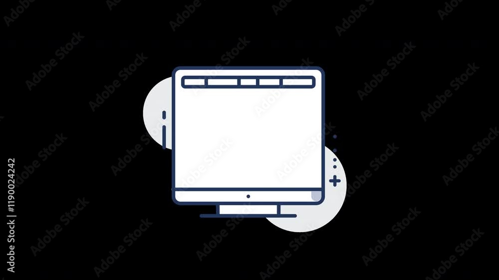 Poster a simple illustration of a computer screen with a minimalist design, suitable for technology-related