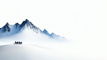 Obraz premium A horsedrawn sleigh ride in a snow mountain resort, winter magic scene, isolated on white background