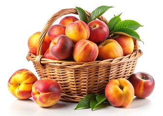 Ripe Peaches in Basket - Fresh Fruit Still Life