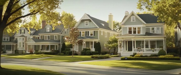 Beautifully edited scenes of U.S. homes under sunshine.